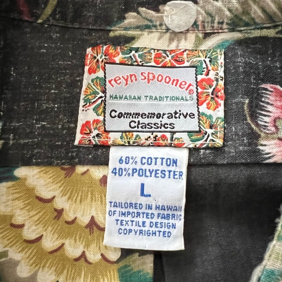 Reyn Spooner Commemorative collection pullover Hawaiian black shirt size large - Picture 3 of 6